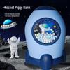 Large Plastic Cartoon Rocket Piggy Bank for Boys with Lockable Changeable Password