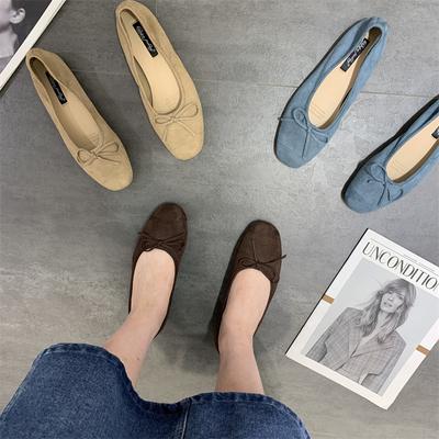 Туфли-дуду на плоской подошве женские туфли 2025 новая весна квадратный носок бант балетки весна и осень универсальные одинарные туфли