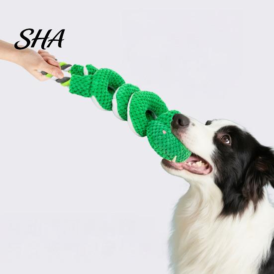 Long Structure Tug Toys Squeaky Dog Toy with Pull Rope, Plush of War Toy, High Density Spiral Animal Interactive for Small Medium Large Dogs