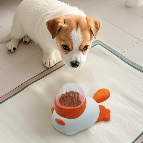 2-in-1 Interactive Dog Treat Dispensing Toy Duck/Cat Shaped Food Puzzle Slow Feeder Toy for Small Medium Dogs Promotes IQ Training