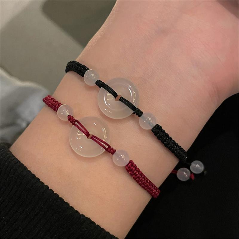 Винтажный минималистский темпераментный имитация нефрита с безопасной пряжкой браслет для пары в китайском стиле ручная работа удачи ручная веревка подарок