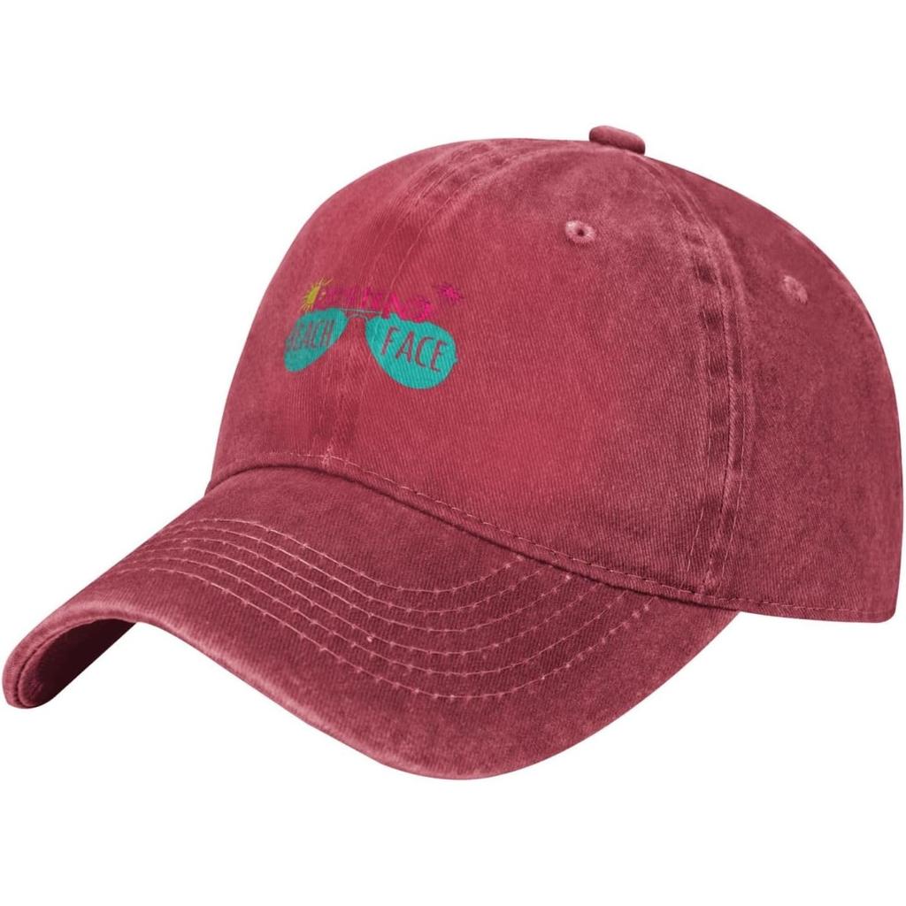 Resting Beach Face Graphic Washed Cotton Baseball Cap Casual Adjustable Sun Hat Unisex