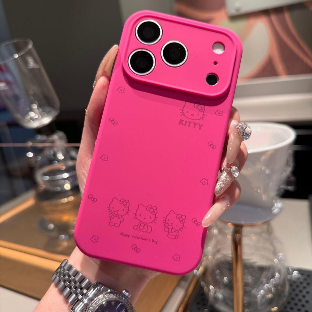 Чехол из жидкого силикона с милым котенком KT для iPhone 17 Pro Max - Полное покрытие, Защита от падений.