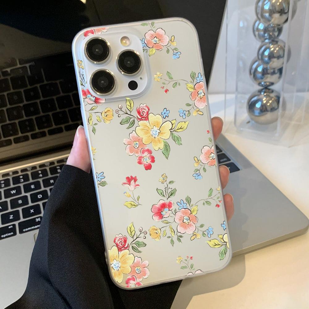 Чехлы для мобильных телефонов iPhone 11 13 15 Pro Max 12 14 Pro Max Чехол для iPhone 16 15 Plus 13 Pro 12 Матовая текстура с рисунком в виде мультяшных цветов