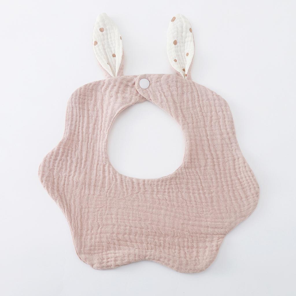 Newborn Cotton Crepe Bibs Cute Rabbit Ear Wavy Edge Saliva Towel Baby Gauze Absorbent Drool Bib