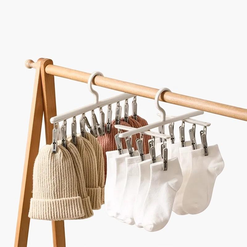 Сушилка для носков с 10 зажимами, многофункциональные зажимы для сушки белья на балконе общежития, зажимы для сушки нижнего белья, вешалка для шарфов