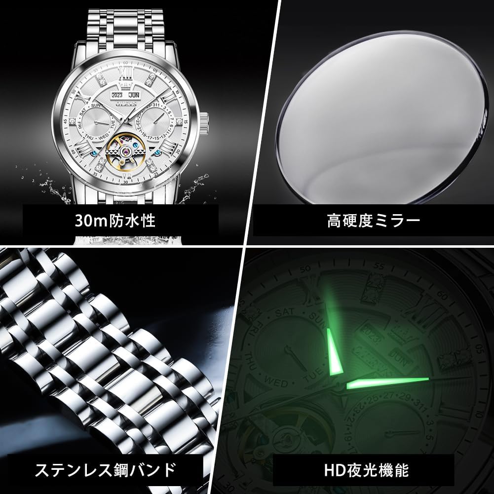 OLEVS Автоматические Вечные Металлические Часы для Мужских Часов, Механические и с Ручным Заводом, Календарь, Скелетон, Браслет, Ретро, Стильные, Мужские Часы,