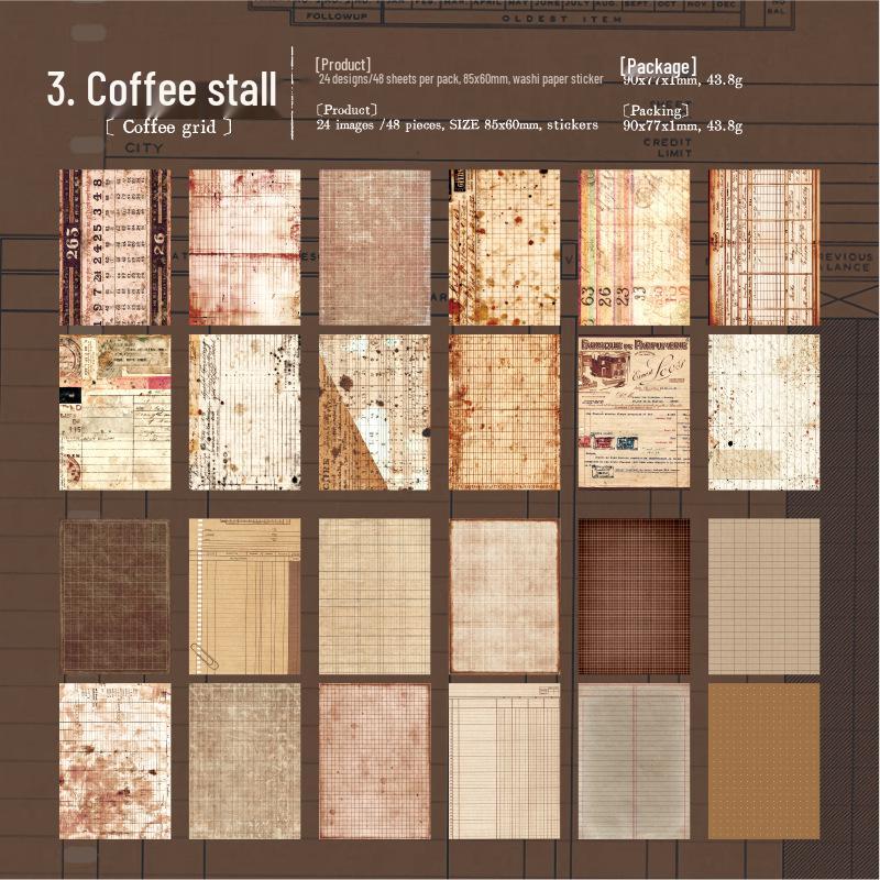 Ретро-альбом стикеров Yan Ji - Серия «Старые банкноты»: 48 Листов для Коллажа и Ведения Дневника, 4 Стиля в Ассортименте