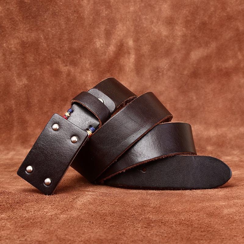 Ретро универсальный индивидуальный тренд утолщенный сверхтолстый первый слой коровьей кожи гладкий ремень с пряжкой мужской ремень из натуральной кожи с пластинчатой пряжкой мужской