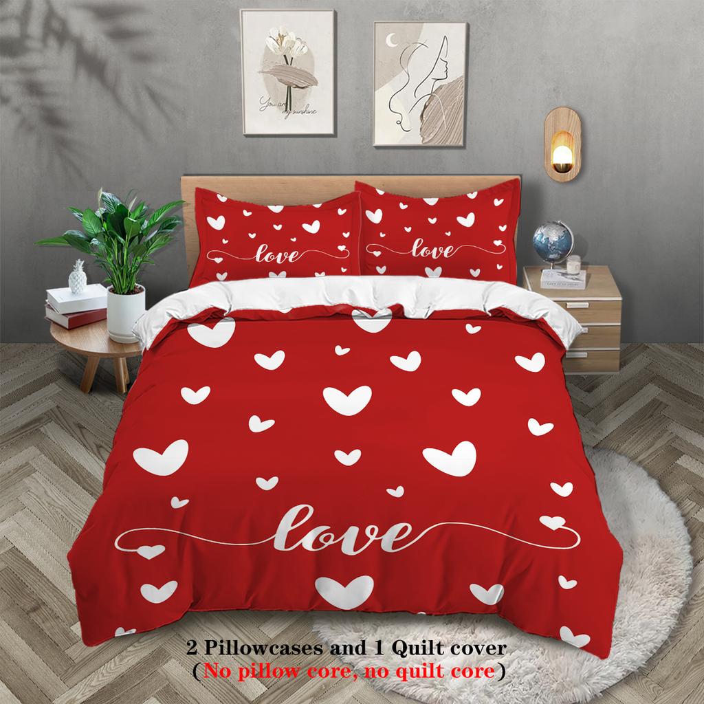 День святого Валентина 3D цифровая печать полиэстер трехпредметный пододеяльник постельное белье пододеяльник наволочка