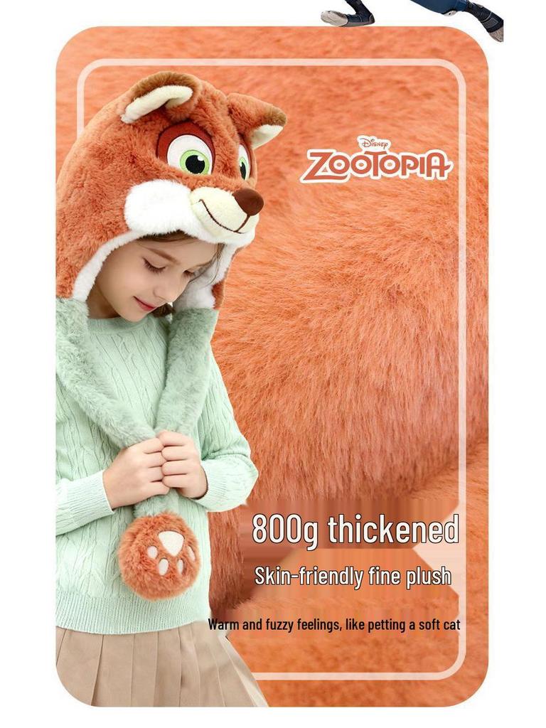 Zootopia Disney Plush Hat with Movable Ears - Judy & Nick Winter Edition.