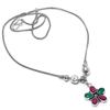 Kashmir Ruby, Emerald Natural Gemstone Handmade Gift Necklace 18" U4d56