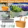Wall Hanging Flower Pots with Detachable Double Hook Metal Bucket Planter for Railing Fence Balcony Garden Decorations