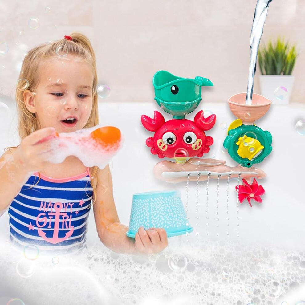 Suction Bath Toys Set for Kids, 8.27 x 8.07 x 3.15 Inches Water Play Accessories for Bathtub and Pool, Red