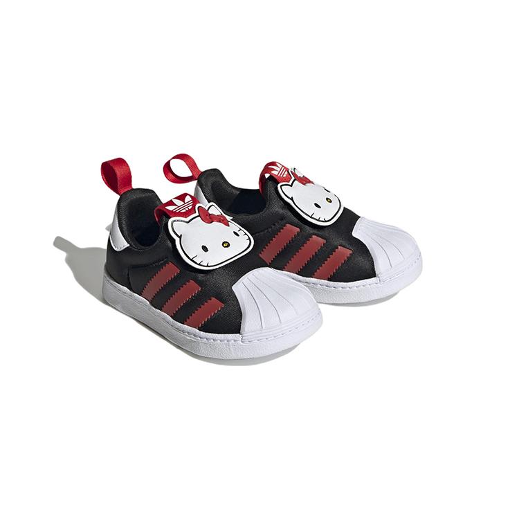 Hello Kitty x Adidas Originals SUPERSTAR 360 Низкие кроссовки для малышей и детей ясельного возраста, устойчивые к истиранию, Черный Белый Красный HQ4091