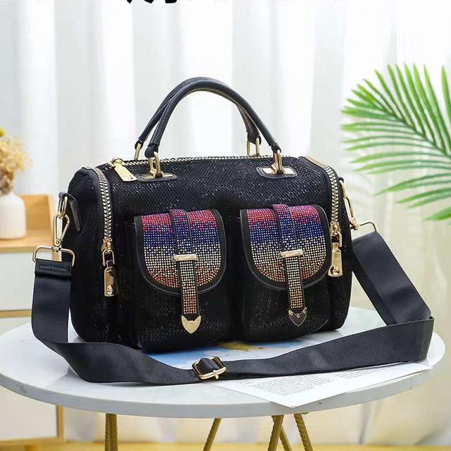 Роскошная женская сумка со стразами Ita, сумки через плечо с блестящими пайетками, большая вместительная черная сумка через плечо, сумка с верхней ручкой