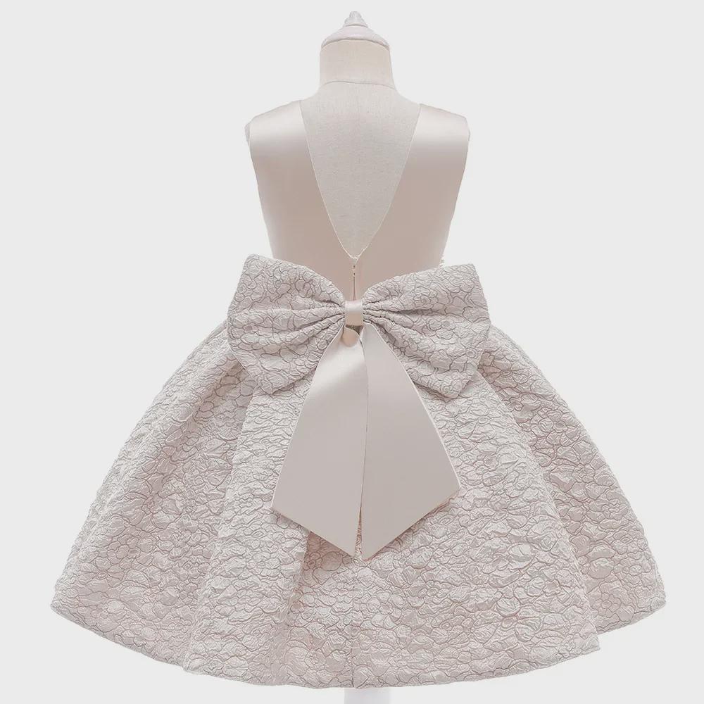 2024 European & American Flower Girl Backless Princess Dress with Bow