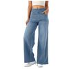 Baggy Ladies Wide Leg Trousers with Elastic Waistband High Waist Stretch Vertical Tube Trousers Stylish Womens' Multi-pocket Straight Loose Jeans