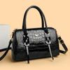 New Famous Brand Women's Handbag High Quality Lacquer Leather Crocodile Pattern Female Shoulder Bag Wallet Retro Women