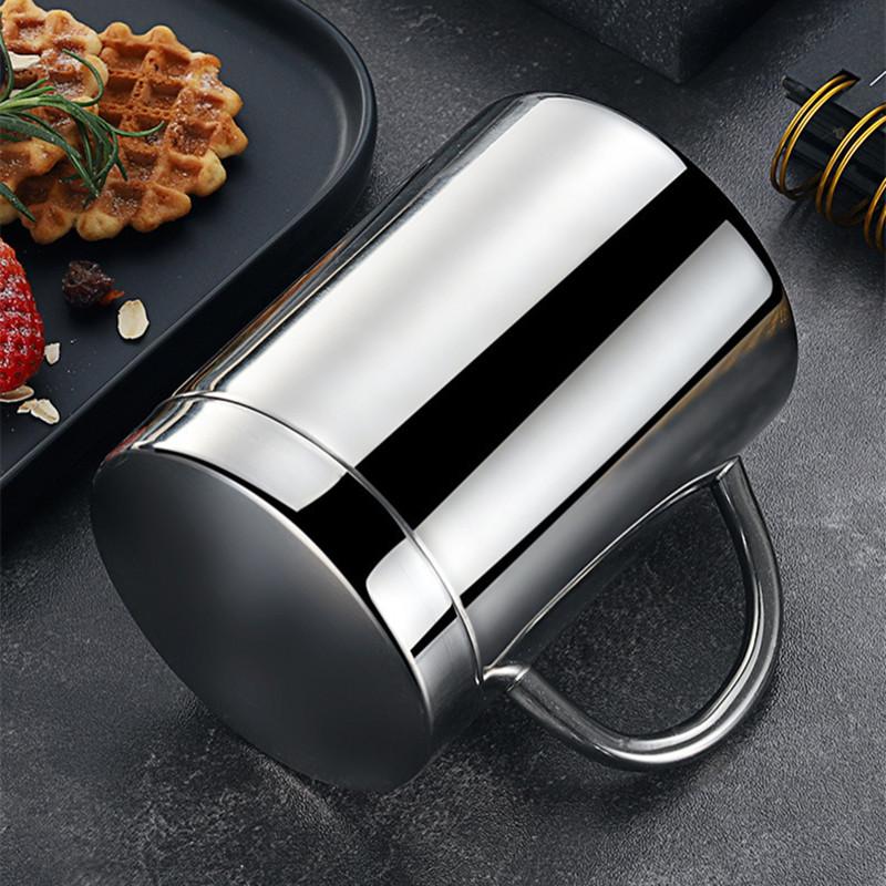 Кружка для кофе из нержавеющей стали 304 с двойными стенками, переносная, с изоляцией, не допускающая ожогов, круглая кофейная чашка для чая с молоком и ручкой