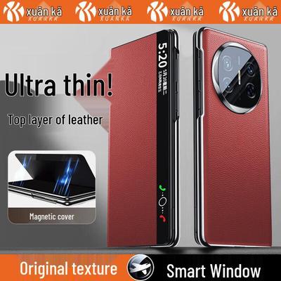 XuanKa Smart Window Магнитный откидной чехол из натуральной кожи для складных телефонов Huawei