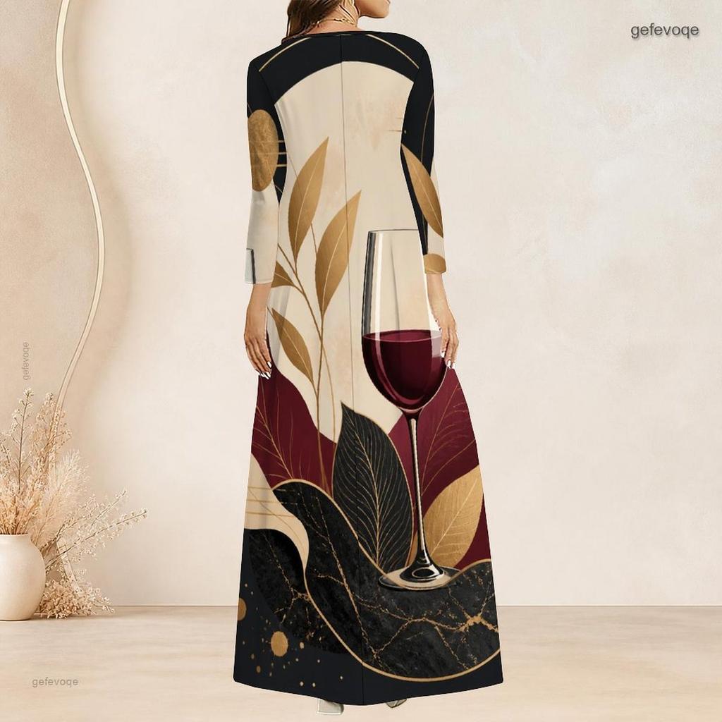 Plus Size Women V Neck 3 4 Sleeve Maxi Dress Elegant Chic Casual Everyday Holiday Wear