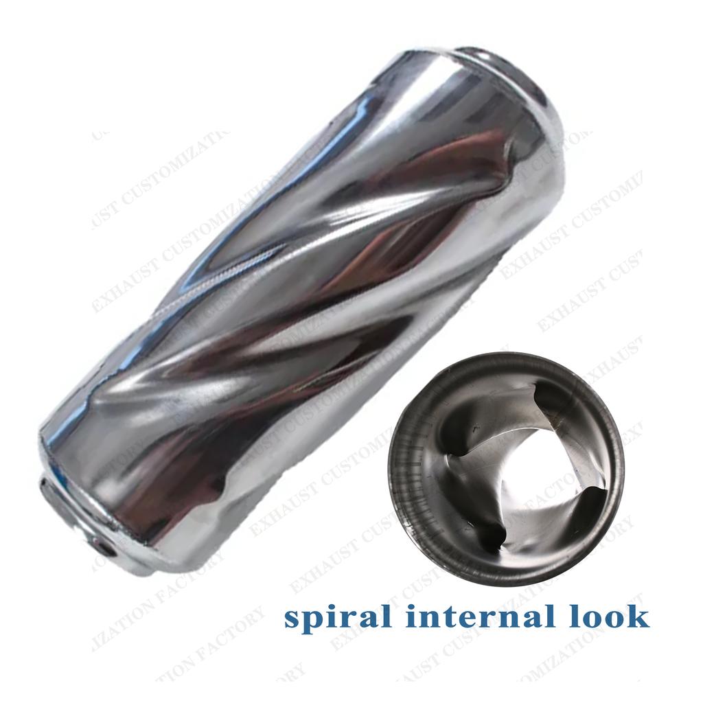 Performance Exhaust Resonator 63mm Inlet Outlet Muffler 304 Stainless Steel Spiral Surface Exhaust System DIY Car Accessories