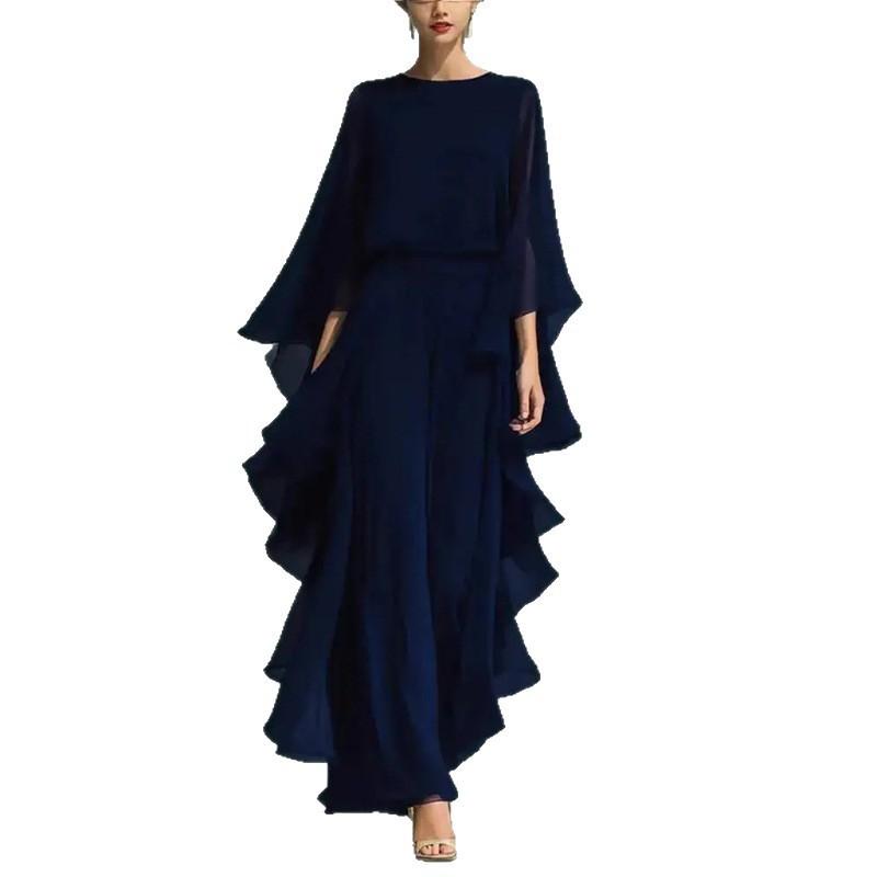 Womens 2026 Elegant Two-Piece Set: Solid Color Wide-Leg Pants Long-Sleeve Top Cotton-Polyester Blend Casual Chic Outfit