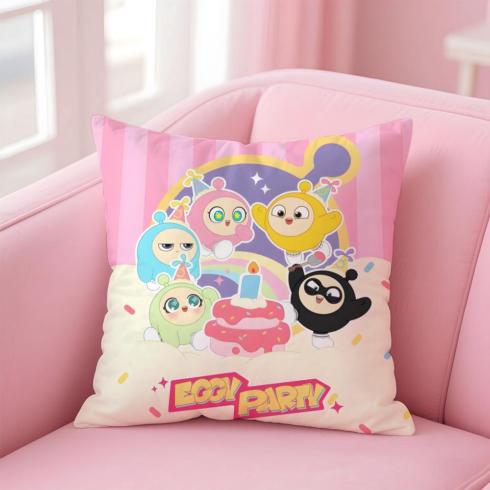 EEggy Party Cushion Cover Pillow Case Soft Friendly Fabric Concealed Zipper