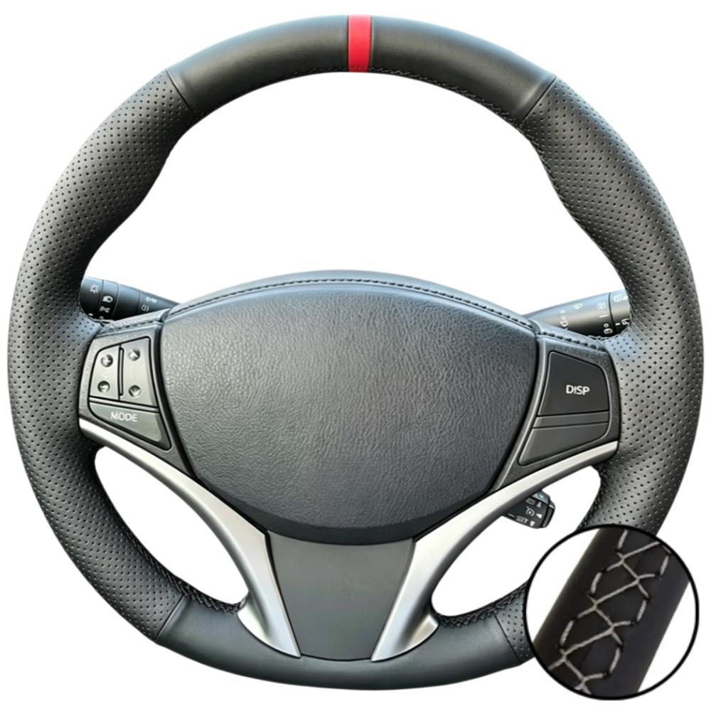 Car Accessories Hand Stitched Black Wear Resistant Artificial Leather 2014-2016 Steering Wheel Cover For Toyota Yaris Vios