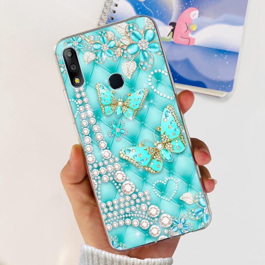 Phone Case For Asus Zenfone Max Pro M2 ZB631KL ZB633KL Silicone Soft Cover Transparent  Capa Flower Jelly Girl Bumper asus ZB631