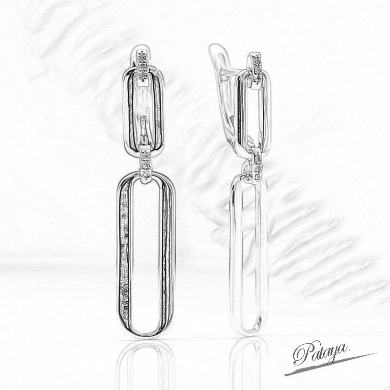 PATAYA Rose Gold Color Hollow Earrings Artificial Zircon Long Drop Earrings Women Wedding Geometric Earrings