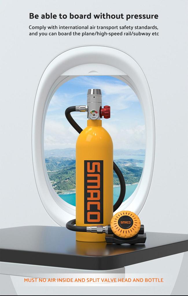 SMACO S400 1L Mini Scuba Diving Balloon с сертификатом DOT, время использования 15-20 минут, 1L Portable Bag - зеленый