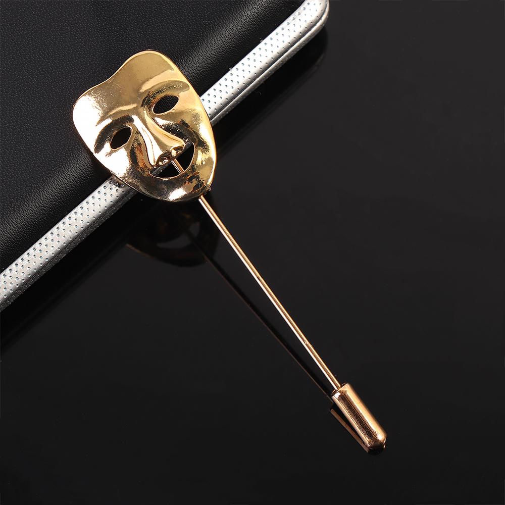 Suits Personality 3D Accessories Zinc Zinc Alloy Men's Face Gold Color Mask Lapel Pin Jewelry Brooches Pin