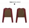 Spring and Autumn American style raglan sleeve temperament short women's T-shirt slim fit round neck casual versatile top