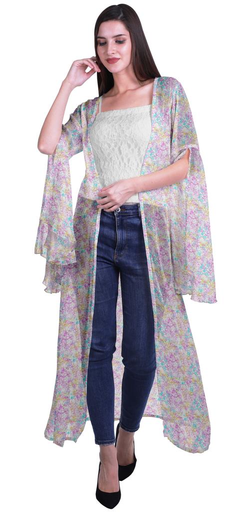 Moomaya Пляжная накидка с открытым передом из принтованного жоржета и разрезами на рукавах