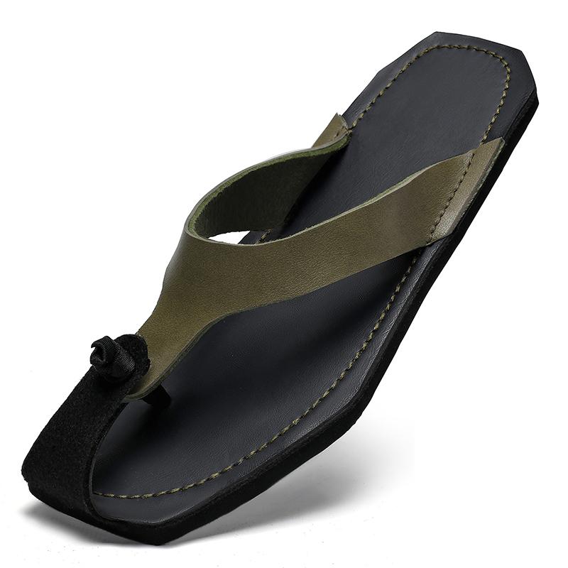 Мода Новый Бренд Натуральная Кожа Мужские Шлепанцы Классическая Летняя Обувь Повседневная Мода Роскошные Тапочки Уличные Высокое Качество Пляжные Плоские