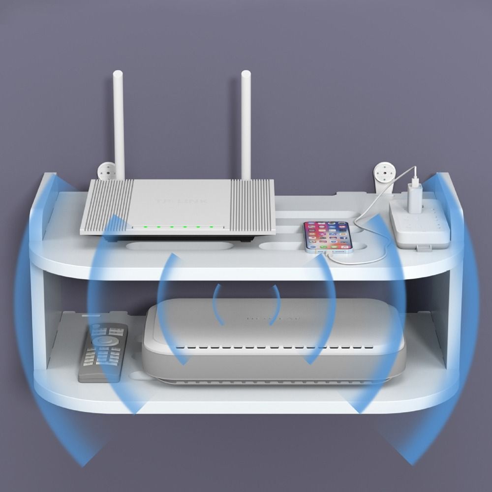Strong Load-Bearing 2 Layer Wall Shelf 2/3 Layers WiFi Router Storage Holder Power Strip