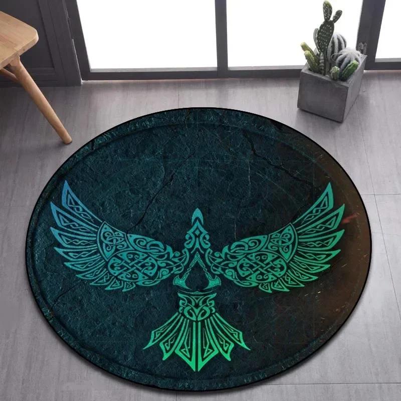 Viking Valknut Yggdrasil Tree of Life круглый ковер, ковер для гостиной, спальни, дивана, декор игровой комнаты, нескользящий напольный коврик