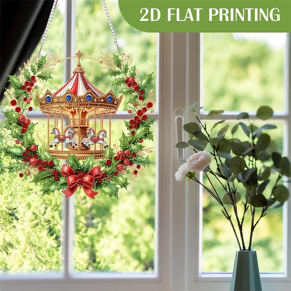 Рождественские DIY 2D Плоские Акриловые Специальной Формы Подвесные Наборы Алмазной Живописи Алмазный Арт Подвеска для Окна Дома Сада Стены Двери Декор