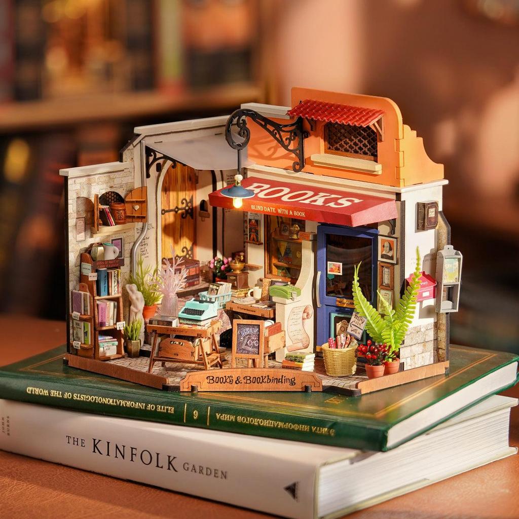 ROBOTIME Rolife 3D Puzzles Corner Bookstore DIY Miniature House Kit DG164