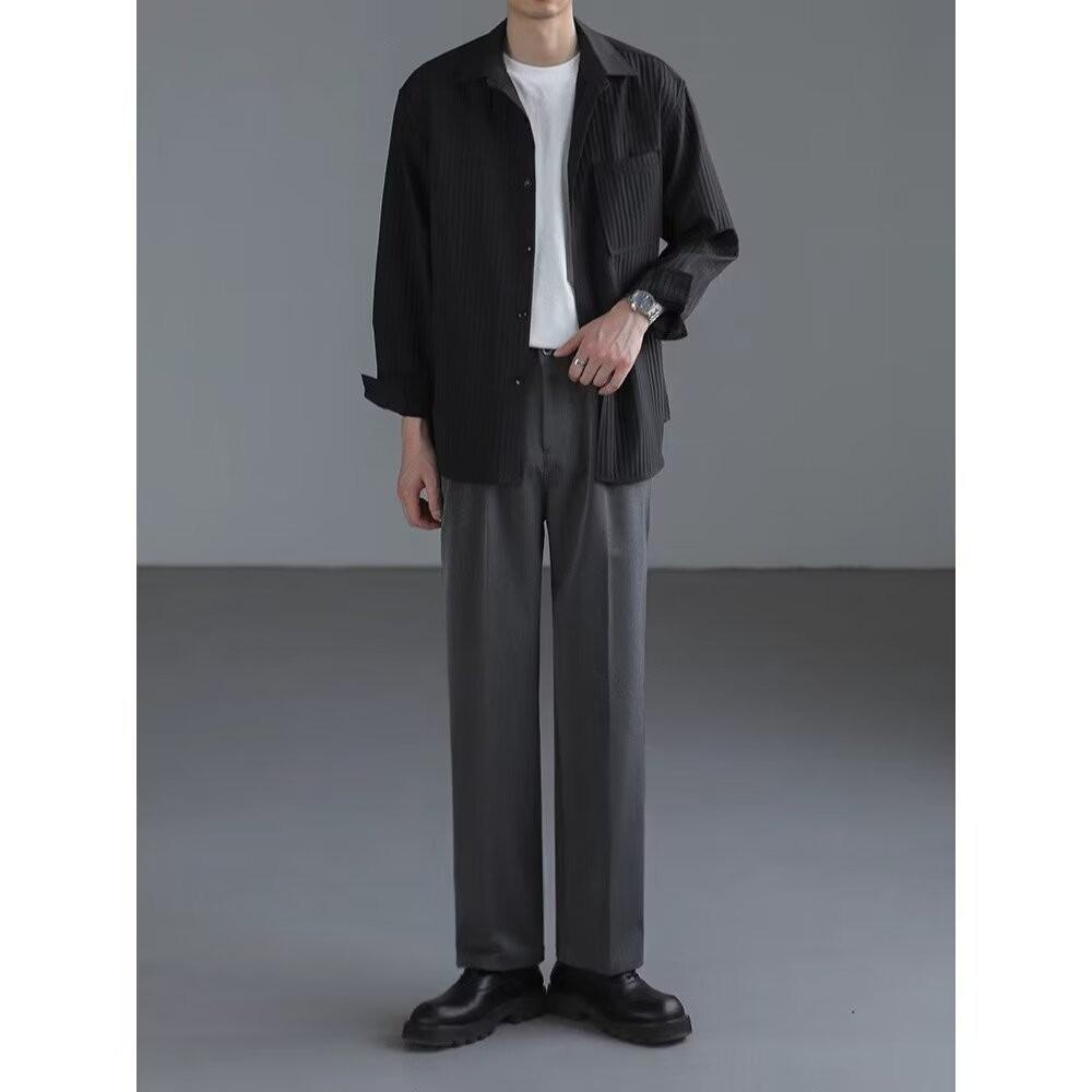 Korean-Style Loose Wide-Leg Men's Suit Pants - Trendy, Handsome, High-Grade Straight Trousers
