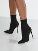 Large Size Women's Knitted Elastic Boots Medium Tube Super High Heel Short Boots Pointed Toe Thin Heels Slip-On Sexy Women Shoes