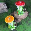 Cartoon Mushroom Sitting Frog Statue Holding Wine Glass Drinking Frog Figurine Resin Animal Sculpture Indoor Outdoor Garden Yarn Decoration Ornament