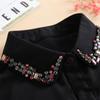 Vintage White Woman Fake Collar Black Crystal Lady Detachable Collar Shirt Neckwear False Collar With Beads Clothing Accessories