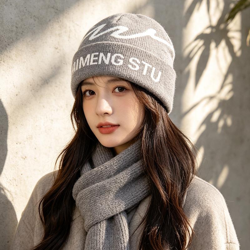 American letter-printed knitted wool hat for men and women, warm and cold-proof in autumn and winter, outdoor ski bag head hat tide