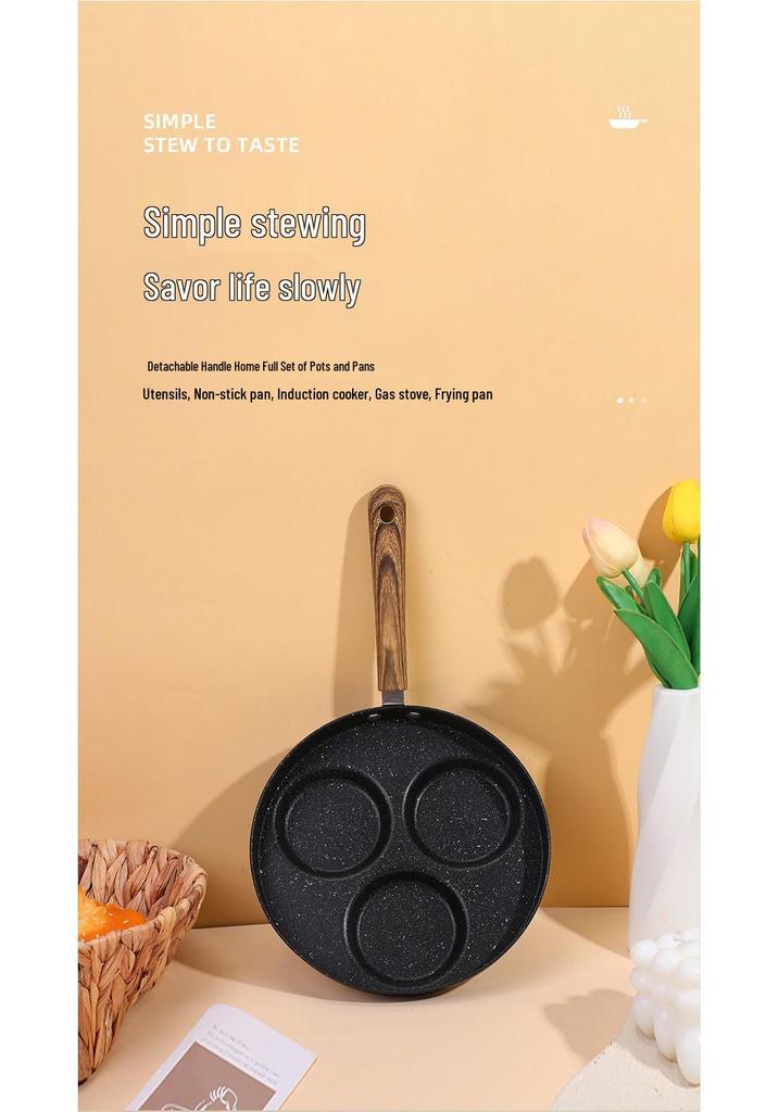 Non-Stick Maifan Stone Breakfast Frying Pan with Multiple Holes for Eggs and Dumplings
