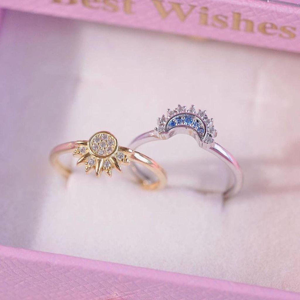 Набор колец, ожерелья и браслета «Солнце и Луна» с бриллиантами, которые можно носить вместе - Европейский и Американский стиль