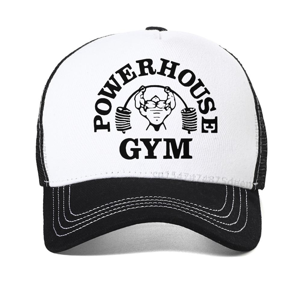 Powerhouse Gym Графическая бейсболка Мужчины Женщины Лето Харадзюку Повседневные кепки Фитнес Винтажная Спортивная шляпа Дышащая сетка Солнцезащитные шляпы