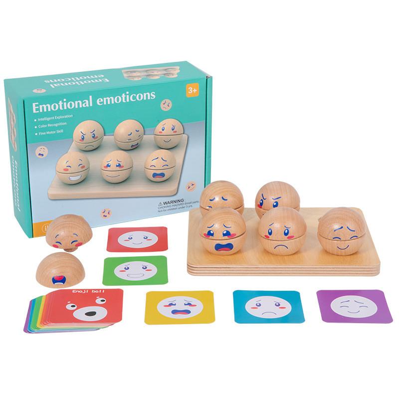 Expression Wooden Emotional Matching Ball Learning Toy Children Interactive Play
